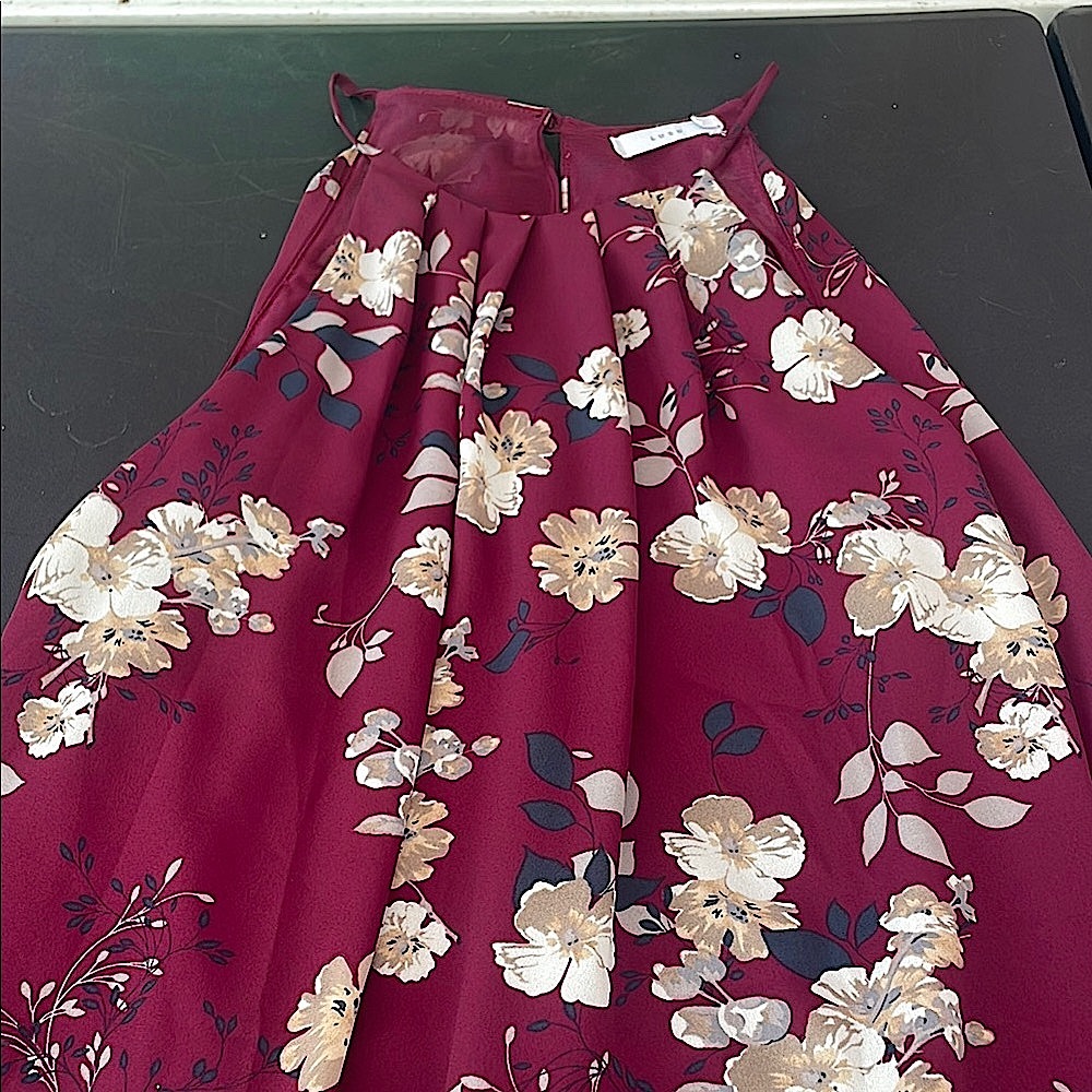 Lush Red and Cream A-Line Midi Dress for Cocktail